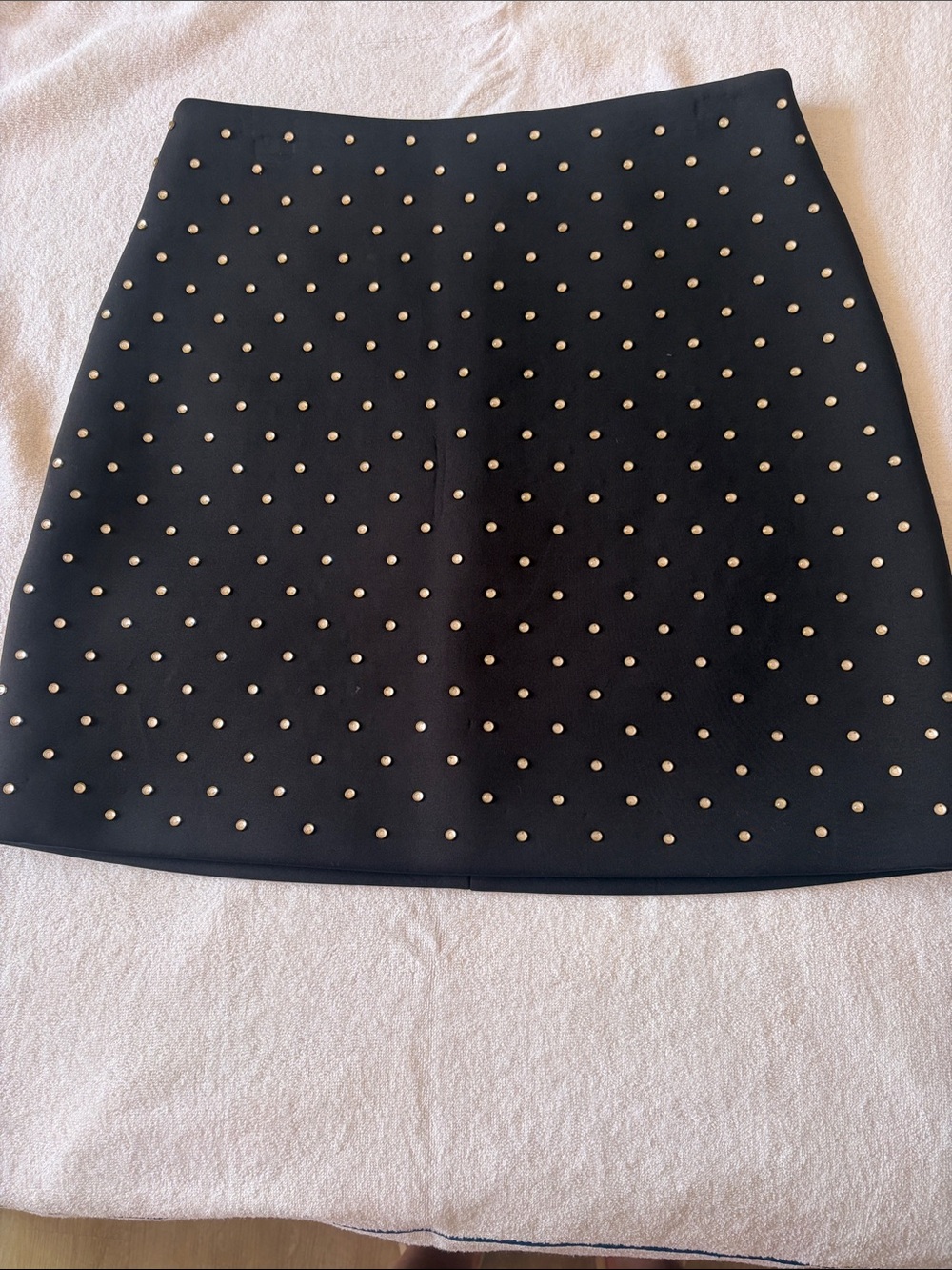French Connection Black Mini Skirt with Gold Studs